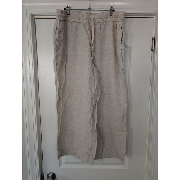 J.Crew Wide Leg seaside pant in Linen pull on Women's XL coastal preppy beachy - Picture 1 of 8